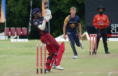 A picture-perfect pull for six, which cleared the boundary with plenty to spare, was the highlight of Sphamandla Dzanibe's fine innings.