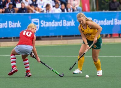 Paarl Gimnasium in action during this year's St Mary's Waverley Hockey Festival. Photo: Hannes Nienaber