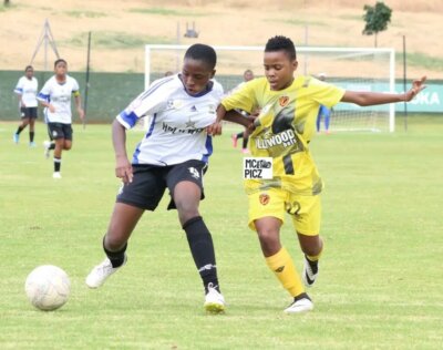 Akhona Simamane, of Lindelani Ladies FC, shows off her ball skills.