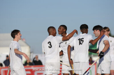 KZN Coastal A players in celebration after scoring a goal against Southern Gauteng A on day three of the SASHOC National Week. Photo credits: TeamPhotoSA