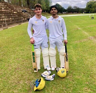 Josh van Biljon and Semal Pillay shared a superb unbroken 190-run partnership to see DHS to an easy win over Hudson Park. Photo: DHS on Facebook.