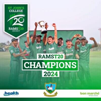 Happy hosts! St John's College celebrates winning the St John's Rams T20 title. Photo: St John's College (Harare) on Facebook.