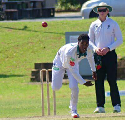 Glenwood and SA Schools' opening bowler Ntando Soni in action against Clifton College on 12 October 2024.