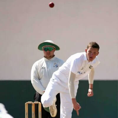 Gavin Genis undid Hoerskool Nelspruit's challenge with a match-winning bowling spell. Photo: Nadia Kruger.