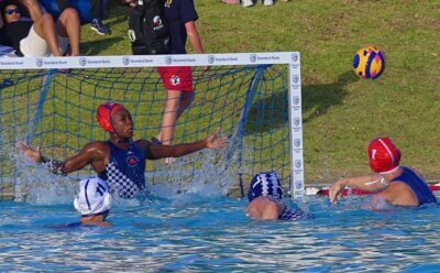 The spectators reserved one of the biggest cheers of the semifinals for Western Province B goalkeeper Carla Lampe, when she scored a late consolation goal for her side from a penalty. Photo: Brad Morgan.