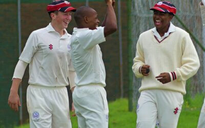 Maritzburg College's Sphamandla Dzanibe is all smiles after capturing a wicket against Kearsney College in the iHlobo Festival. Photo: Brad Morgan.