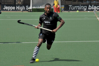 Lester Mhlongo scored for Jeppe against Wynberg Boys' High on day one of the Nomads Hockey Festival. Photo: Christo van Deventer