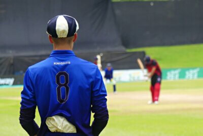 Northwood cricket captain Kyle White in one of his favoured fielding positions, at long-off, from where he can see the entire field in front of him. Photo: Brad Morgan.