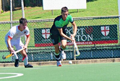 Clifton College and Pearson High shared a 2-2 draw in an enthralling late morning clash on day two of the Belgotex Sport Coastal Cup. Photo: Brad Morgan.