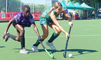 DGC's Michaela Russell carries the ball into the circle during one of the host's five out of five wins in the round-robin stage of the competition. Photo: Brad Morgan.