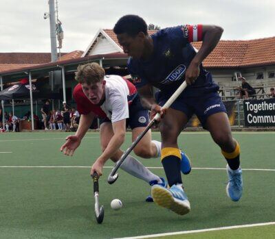 Durban High School captain Josh Mungherera takes the attack to Menlopark in the Horseflies' 3-0 win on Sunday at the Riverside Sports Club. Photo: Brad Morgan.