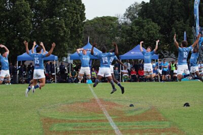 Grey High takes on KwaZulu-Natal's Michaelhouse in the final match on the opening day of the Standard Bank Grey High Rugby Festival, in Gqeberha, on Saturday. Photo: Siya Ntsenyana.