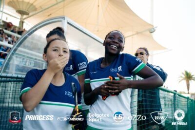 St Paul's College players celebrating their semifinal victory at the Belgotex Sport Easter Hockey Tournament. Photo: ES Media/Belgotex Sport