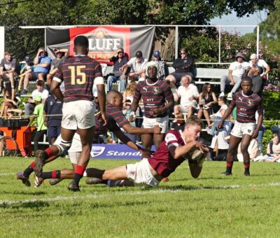 Doan Nel powers over for one of Kearsney's five tries in their win over Dale College. Photo: Brad Morgan.