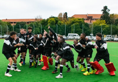It's celebration time for Jeppe Has they lift the Alan Monk Trophy after an impressive run to the title. Photo: Jeppe High School for Boys on Facebook.