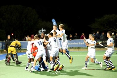 SACS players celebrating their 5-4 victory on penalties over Paul Roos in the Hibbert Shield semifinal. Photo: Irma Ferreira SPORT & EVENT photography