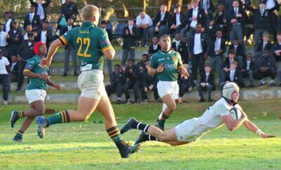 Hilton inside centre Tristan Uys impressed with some slick handling, and he showed an eye for a gap to break through the Glenwood defence for a second half try. Photo: Brad Morgan.