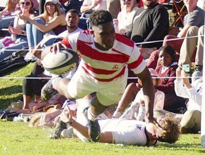 Two tries by Leo Muziva took Michaelhouse to 100 wins over HIlton College in 2023. Photo: Brad Morgan.