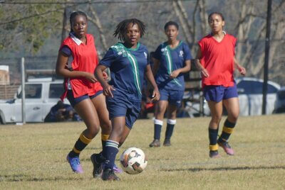 Durban Girls' High enjoyed a prolific day in front of goal, banging in 14 goals in only two games. Photo: Brad Morgan.