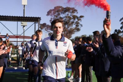 Captain Lourens de Kock and vice-skipper Christiaan Jacobs (behind him) also made their respective 100 appearances for the school. Photo: Worcester Gimnasium