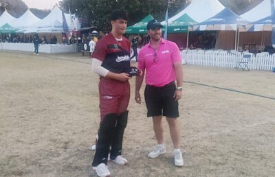 Wade McQuinn powered the Johannesburg Schools Invitational XI to a thrilling last-ball victory over St John's College (Harare) at the St John's Rams T20. Photo: Supplied.