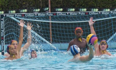 St John's went down 7-8 to SACS in the final of the 2024 Clifton Water Polo Tournament. Photo: Brad Morgan.