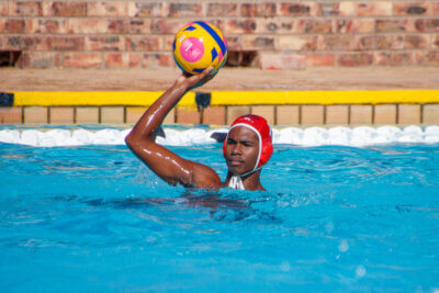 Clifton College's Caleb Malumbete will be key in tehir persuit for a second SACS Water Polo Tournament title. Photo: Toni Butterworth.