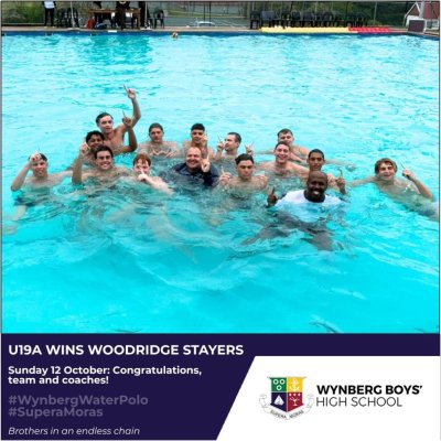 Wynberg Boys' High celebrate their victory at the Woodridge Stayers Water Polo Tournament. Photo: Wynberg Water Polo