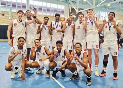 Happy smiles from Kearsney, who reversed an earlier loss to St John's College in the final of the Independent Schools Stayers' Basketball Tournament.