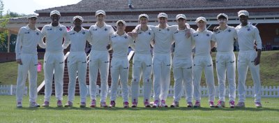 Real men wear pink! The Hilton College 1st XI shows their support for women battling cancer with their pink shoelaces. Photo: Justin Waldman Sports Photography.
