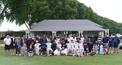 How it should be done! After the match, Hilton College's team and their supporters, and Westville Boys' High's team and supporters showed off their appreciation of their opposition and shared a happy photo. Photo: Justin Waldman Sports Photography.