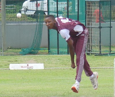 Kearsney College paceman, Litha Gonya, is the owner of a classic action and presents the challenge of being a left-arm quick. Photo: Brad Morgan.