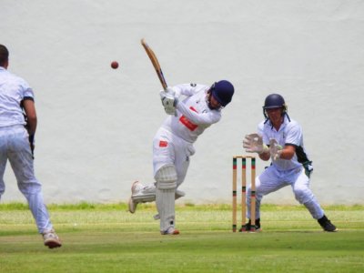 Eduan Strydom, of Hoërskool Middelburg, in full flow during the Mpumalanga Premier League in 2025. Photo: Supplied.