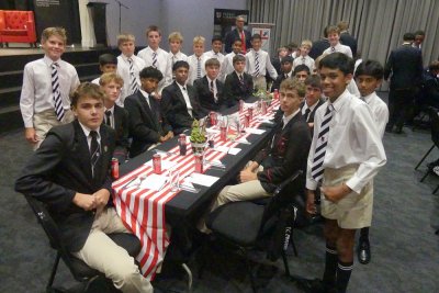 The Clifton Prep 1st XI with their Clifton College counterparts. For the first time, the Clifton T20 will include primary school teams in 2026. Photo: Brad Morgan.