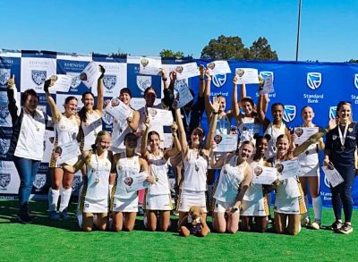 Happy smiles from Oranje after a tension-filled win over Rhenish in the final of the All Girls' Festival. Photo: Supplied.