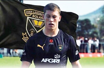 Flank Juan Visagie takes a deep breath before the start of the action. Photo: Boland Landbou 1st XV Rugby.