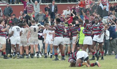 Some Maritzburg College players fell to the ground when the final whistle blew, while others leapt for joy. Photo: Brad Morgan.